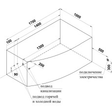 Акриловая ванна 170х100 см левая Radomir Аризона 1-01-0-1-1-018