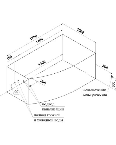 Акриловая ванна 170х100 см левая Radomir Аризона 1-01-0-1-1-018