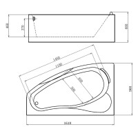 Акриловая ванна Gemy 161х96 G9046 B L с гидромассажем