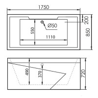 Акриловая ванна Gemy 175х85 G9065 K R с гидромассажем