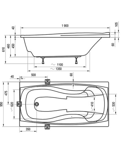 Акриловая ванна 190х95 см Ravak XXL CA91000000