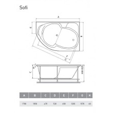 Акриловая ванна Relisan Sofi 170х105 R Гл000009445 без гидромассажа