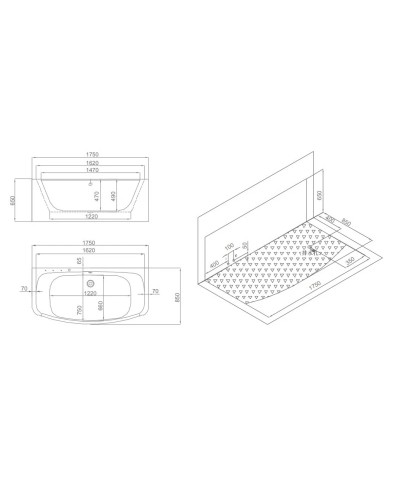 Акриловая гидромассажная ванна 175х85 см SSWW A4101CGSM