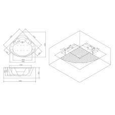 Акриловая гидромассажная ванна 141х141 см SSWW A4104