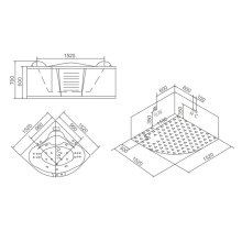 Акриловая гидромассажная ванна 152х152 см SSWW A111B BH608F