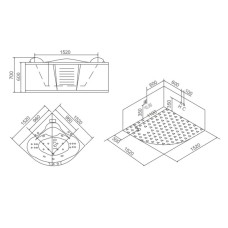 Акриловая гидромассажная ванна 152х152 см SSWW A111B BH608F