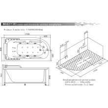 Акриловая гидромассажная ванна 170х85 см SSWW W0827R BH608F