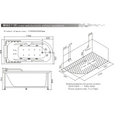 Акриловая гидромассажная ванна 170х85 см SSWW W0827R BH608F