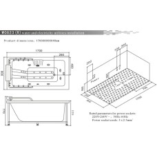 Акриловая гидромассажная ванна 170х80 см SSWW W0823R BH608F