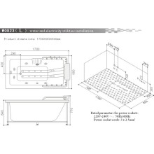 Акриловая гидромассажная ванна 170х80 см SSWW W0823L BH608F