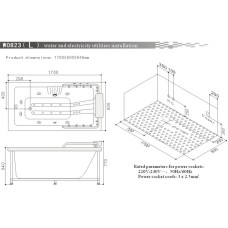 Акриловая гидромассажная ванна 170х80 см SSWW W0823L BH608F