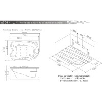 Акриловая гидромассажная ванна 180х120 см SSWW A304L BH168H