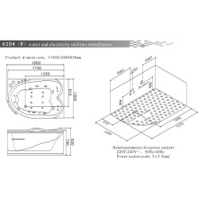 Акриловая гидромассажная ванна 180х120 см SSWW A304R BH168H