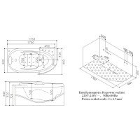 Акриловая гидромассажная ванна 173х88 см SSWW A307LBH608F