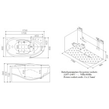 Акриловая гидромассажная ванна 173х88 см SSWW A307LBH608F