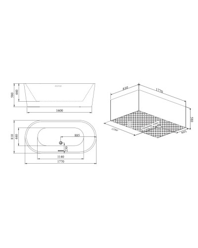 Акриловая ванна 177х81 см SSWW M707