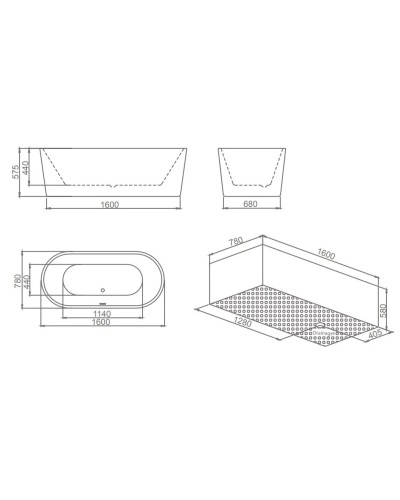Акриловая ванна 160х78 см SSWW M707S