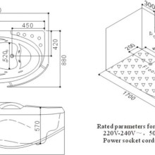 Акриловая гидромассажная ванна 173х88 см SSWW A307RBH168H
