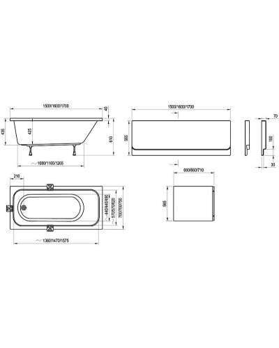 Акриловая ванна Ravak Chrome 150x70 C721000000 без гидромассажа