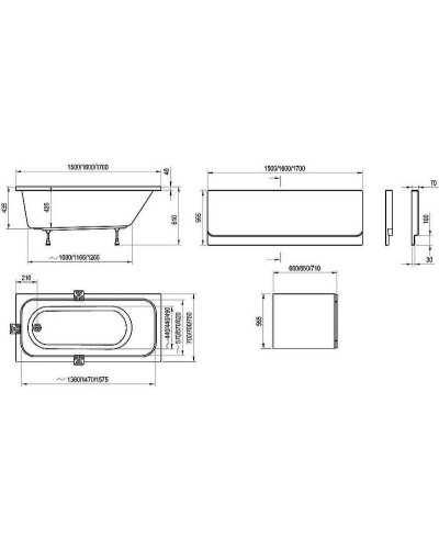 Акриловая ванна Ravak Chrome 160x70 C731000000 без гидромассажа