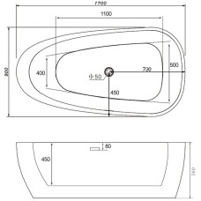Акриловая ванна 170х90 см Abber AB9210