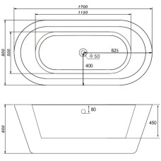 Акриловая ванна 170х80 см Abber AB9213