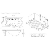 Акриловая гидромассажная ванна 172х85 см SSWW A104L