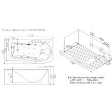 Акриловая гидромассажная ванна 172х85 см SSWW A104L