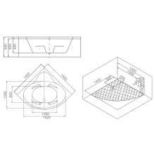 Акриловая гидромассажная ванна 140х140 см SSWW A1903 CGSP