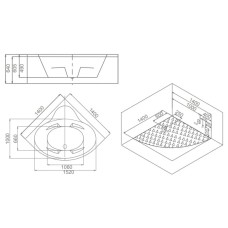 Акриловая гидромассажная ванна 140х140 см SSWW A1903 CGSP