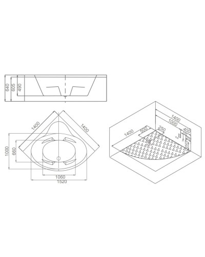 Акриловая гидромассажная ванна 140х140 см SSWW A1903 CGSP