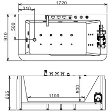 Акриловая гидромассажная ванна 172х91 см Gemy G9225 K