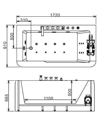 Акриловая гидромассажная ванна 172х91 см Gemy G9225 K