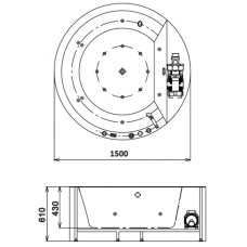Акриловая гидромассажная ванна 150х150 см Gemy G9230 K