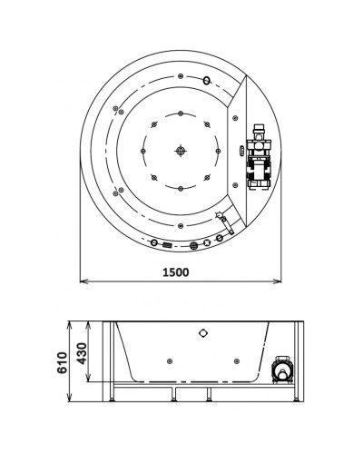 Акриловая гидромассажная ванна 150х150 см Gemy G9230 K