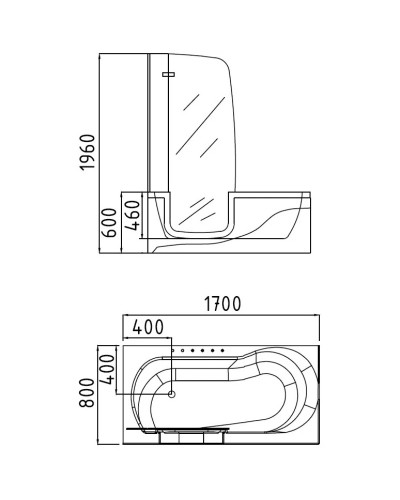 Акриловая гидромассажная ванна 170х80 см L Gemy G9246B L