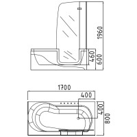 Акриловая гидромассажная ванна 170х80 см R Gemy G9246B R