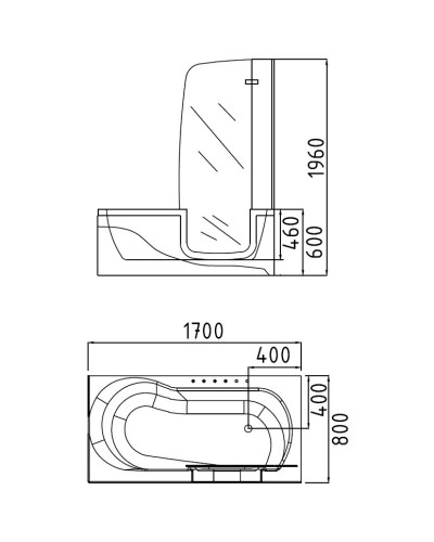 Акриловая гидромассажная ванна 170х80 см R Gemy G9246B R