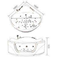 Акриловая гидромассажная ванна 165х165 см Gemy G9247 K