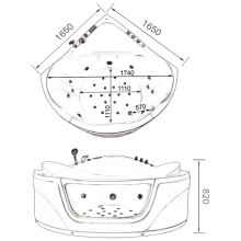 Акриловая гидромассажная ванна 165х165 см Gemy G9247 K