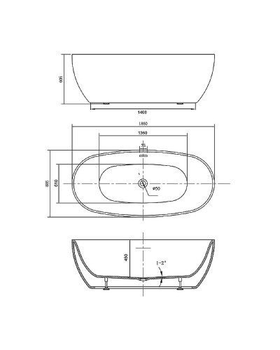 Акриловая ванна Vincea 186x88.5 VBT-405-1860 без гидромассажа