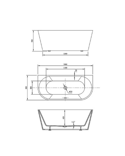 Акриловая ванна Vincea 180x80 VBT-421-1800 без гидромассажа