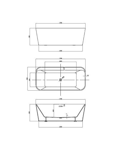 Акриловая ванна Vincea 170x80 VBT-401-1700 без гидромассажа