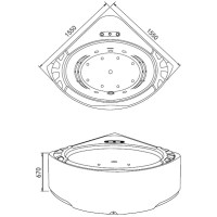 Акриловая гидромассажная ванна 155х155 см Gemy G9252