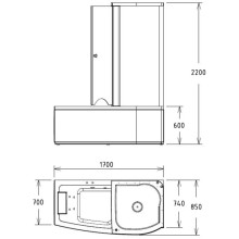 Акриловая гидромассажная ванна 170х85 см R Gemy G8040B R