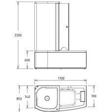 Акриловая гидромассажная ванна 170х85 см L Gemy G8040B L