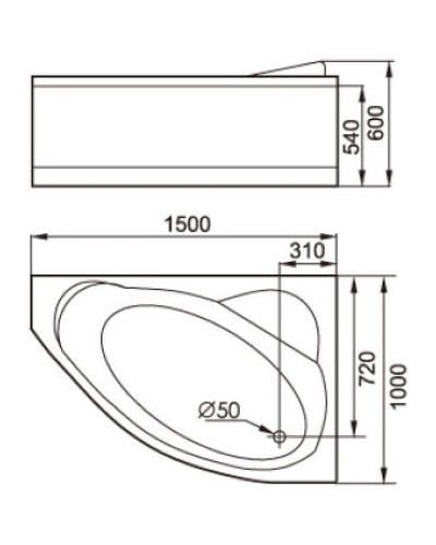 Акриловая гидромассажная ванна 150х100 см R Gemy G9009B R