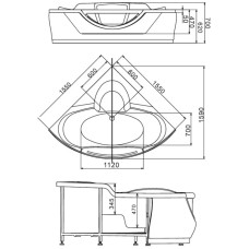 Акриловая ванна 155х155 см Gemy G9025 II C