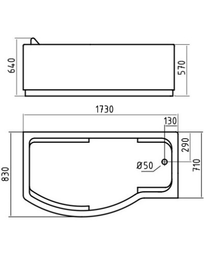 Акриловая гидромассажная ванна 173х83 см R Gemy G9010B R