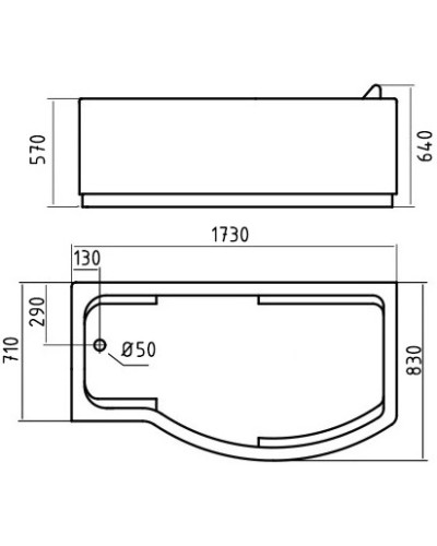 Акриловая гидромассажная ванна 173х83 см L Gemy G9010B L
